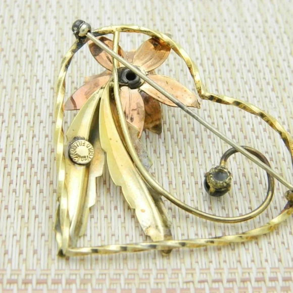 1/20 12k GF Floral Leaf Heart Green Rhinestone - Picture 4 of 5